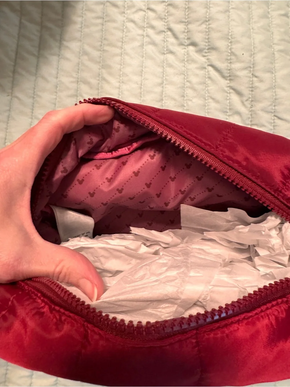 Disney Red Quilted Mickey Mouse Pouch
